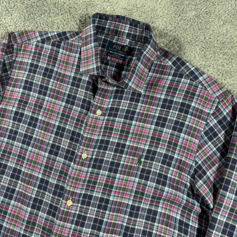 Polo Ralph Lauren Performance Flannel Shirt Mens XL Classic Fit Multicolor Plaid